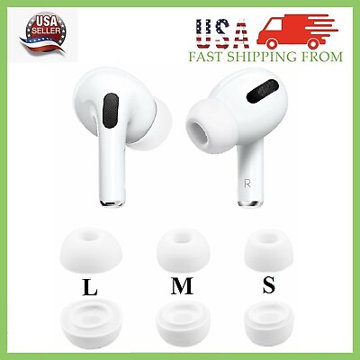 #ad For Apple Airpods Pro NEW Silicon Ear Tips Replacement Cover S M L White 3 Pairs $4.49