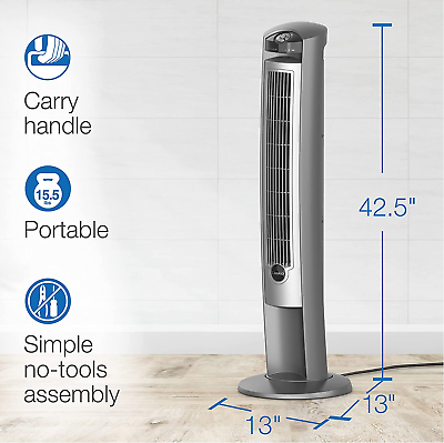#ad Lasko Portable Electric 42quot; Oscillating Tower Fan Air Ionizer Timer Remote Silve $85.77