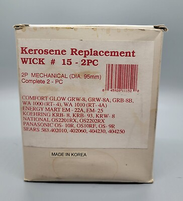 #ad Kerosene Replacement Wick #15 2 Piece Wick 95mm Diameter Comfort Glow Sears NEW $17.95