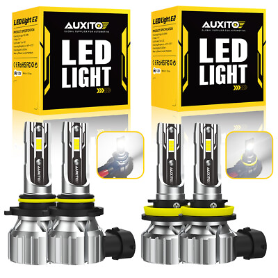#ad 4x AUXITO 9005 H11 LED Combo Headlight Bulbs High Low Beam Kit Extremely White $34.19