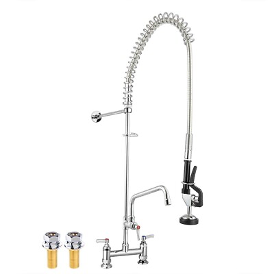 #ad Commercial Faucet with 12#x27;#x27; add Faucet set 2 Flexible Water Outlets Easy Adjust $235.99