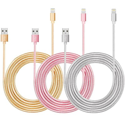 #ad Boost Chargers Extra Long 3 Pack Cable Cords Nylon Braided Data Sync Charger... $16.51