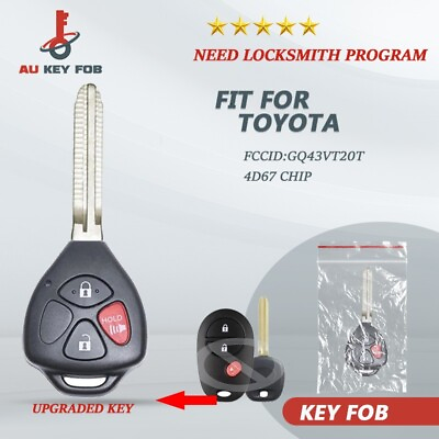 #ad Upgraded Remote Key Fob For Toyota 4D67chip Ignition Key Keyless Entry GQ43VT20T $20.15