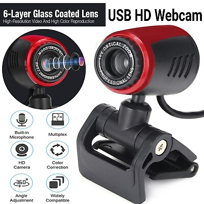 HD 1080P Webcam USB Computer Web Camera With Microphone For PC Laptop Desktop $8.10