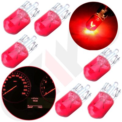 #ad 6X T10 W5W 168 Red Cluster Speedometer Dash Lights Halogen Bulbs For Car 12V 5W $7.09