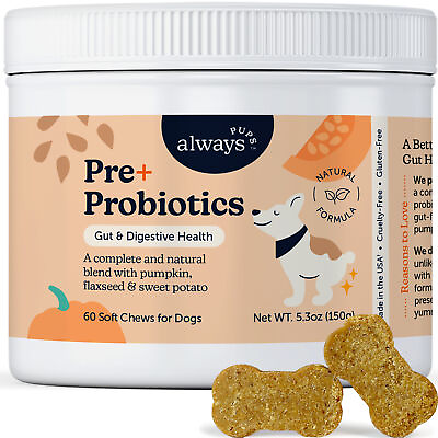 #ad AlwaysPups Dog Probiotics Chews 3 Billion CFU with Prebiotics MADE IN USA $32.99