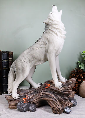 #ad Large Cries Of The Night Howling Alpha Gray Wolf Statue 12quot;H Spirit Wolves Decor $39.95
