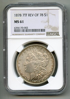 #ad 1878 7 TF Tail Feathers Reverse of 1878 Morgan Silver Dollar NGC MS 61 $124.00
