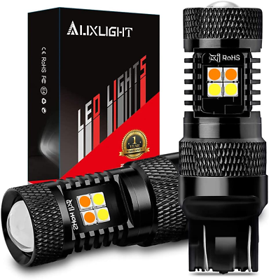 #ad 7443 7443LL 7444NA T20 Switchback LED Bulbs 16SMD Chipsets Parking Lights Daytim $29.16