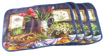 #ad Placemats Set Of 4 Flowers Bird Nest Farmhouse Cottage Shabby Chic Country 13x19 $17.99
