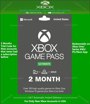 #ad Xbox Ultimate Game Pass 2 Month Trial Code w Live Gold amp; EA Play New Users USA $6.76
