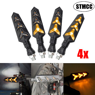 #ad 4X Sequential Motorcycle LED Turn Signals Flowing Water Blinker Lights indicator $10.95
