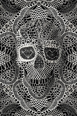 #ad ALI GULEC LACE SKULL 24x36 ART POSTER NEW ROLLED DOILIE $6.80