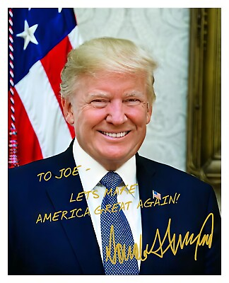 #ad PERSONALIZED PRESIDENT DONALD TRUMP MESSAGE GOLD AUTOGRAPH 8X10 CUSTOM PHOTO $12.99