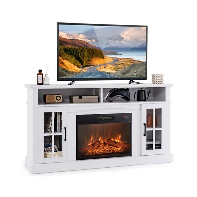 #ad 2 Side Cabinet TV Stand Home Electric Fireplace amp; Remote Control 65quot; Screen Flat $308.96
