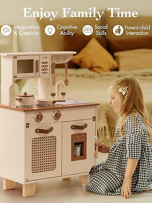 #ad Robud Wooden Pretend Play Kitchen Cooking Toy Set Gift for Kids Toddler Age 3 $125.99