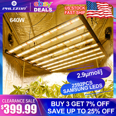 #ad Phlizon 640W Commercial Grow Lights Bar Full Spectrum Indoor Lamp w Samsung LED $831.99