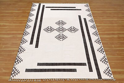 #ad Boho Cotton Black Carpet Hand Woven Area Rug Bedroom Décor Kilim Garden Yoga Mat $85.50