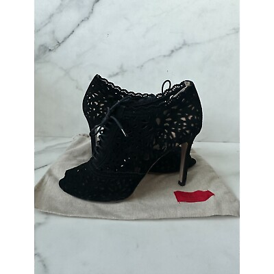 #ad VALENTINO Black Suede Cutout Oxfords Heels Size 39 9 $350.00