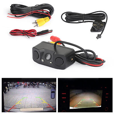 #ad 3in1 170° Car Reversing Rear View Camera Backup Radar Parking Sensor in one $27.79