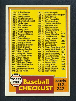 #ad 1981 Topps #241 Checklist #122 242 Topps Rediscover GOLD Buyback Stamp $29.99