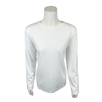 #ad Isaac Mizrahi Women#x27;s Essentials Pima Cotton Crew Neck Knit Top White Large Size $25.00
