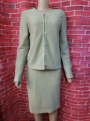 #ad ANDREA POLIZZI For REX LESTER Vintage Metallic Green 2PC Slip Dress Sz L 12 #C $139.10