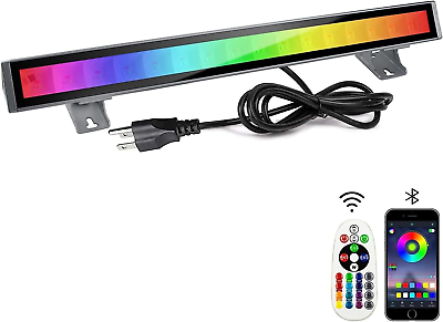 #ad RGB LED Wall Washer Light IP66 Waterproof 48 W RGB LED Light Bar with Remote Co $48.99