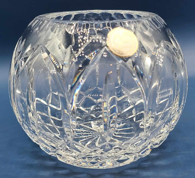 #ad 24% Crystal 4.5quot;H Round Cut Vase Crystal Clear Made In Poland $15.00