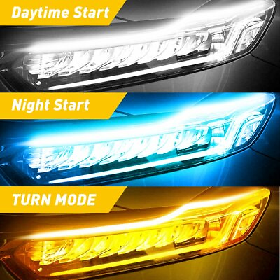 #ad Sequential Turn Signal Light Strip for Auto Motorcycle LED DRL Amber Blue White $14.99