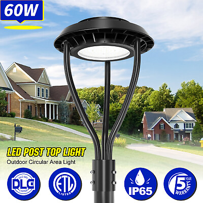 #ad 60W LED Pole Light Circular Area Post Top Fixture Outdoor Garden Walkway Lamp 5k $120.60