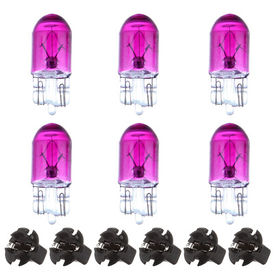 #ad 6X T10 Purple Halogen Bulbs Instrument Panel Light 6X T10 socket 1 2quot; Fits Ford $8.19