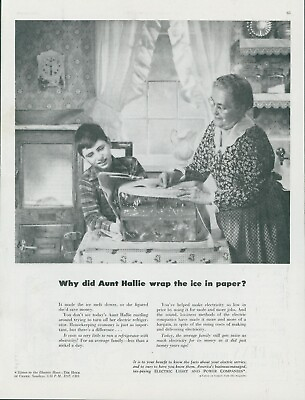 #ad 1948 Electric Power Light Companies Wrap Ice Block In Paper Vtg Print Ad SP14 $11.99
