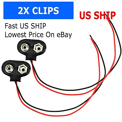 #ad New Pack of 2x 9V Battery Connector Snap Clip Wire Connector Lead Holder T Type $1.83