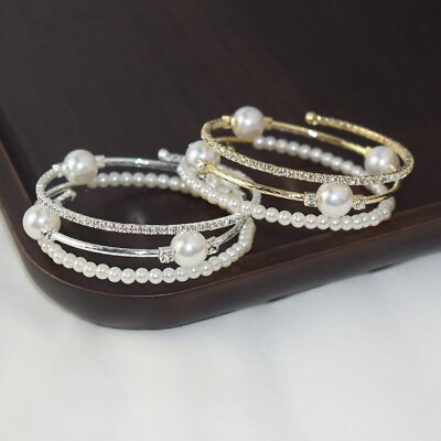 #ad Silve Gold Hand Wrist Bracel Shining Bridal Jewelry Crystal Bracelet Women#x27;s AU $6.53