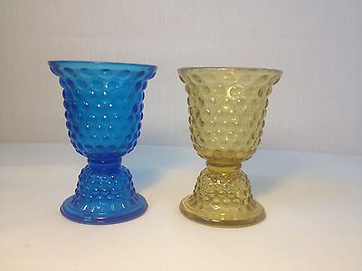 #ad Antique EAPG Pair Colored Hobnail Egg Cups $65.00