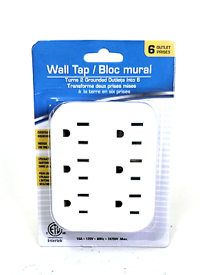 #ad 6 Grounded Outlets Tap Electric General Wall Outlet Extender 6 Prong Multi Plug $8.99