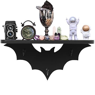 #ad Bat Shelf Floating Black Wall Shelves for Bedroom Halloween Wall Decor Goth ... $31.62