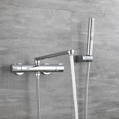 #ad Bathtub Faucet Chrome Shower Wall Thermostatic Bathtub Mxier Tap W ABS Handheld $127.39