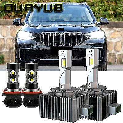 #ad #ad For BMW X5 2007 2015 White Front LED Headlight High Low LED Fog Light Bulbs 4X $76.46