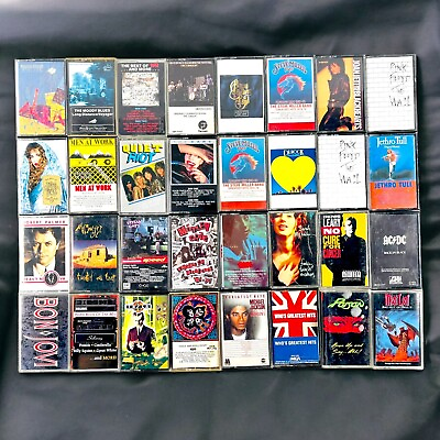 #ad Rock and Roll Music Cassette Tapes Lot of 32 Vintage 70’s 80’s Glam Pop Comedy $112.46