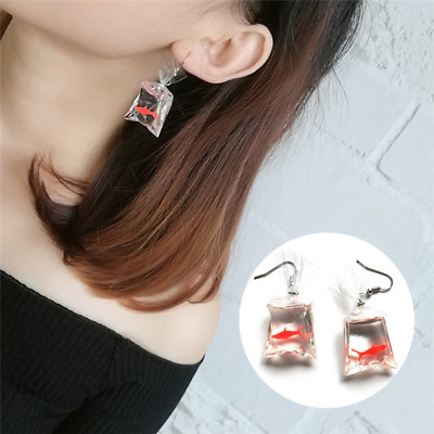 #ad Handmade cute fish earrings water bag Dangle Hook pendant earrings g $6.53