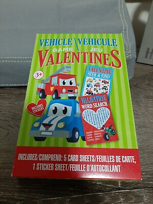 #ad 32 Vehicle small game Valentine Cards 1 Sticker Sheet. $7.61