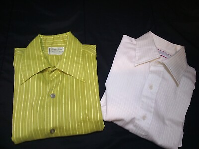 #ad 2 X Lot Vtg Dress Shirts Button Down Short Sleeve Sz 15.5 Sears Van Heusen $32.15