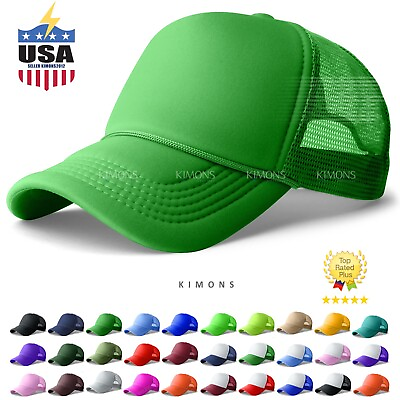 #ad Trucker Hat Foam Mesh Baseball Cap Snapback Adjustable Plain Solid Men Hats Caps $7.95