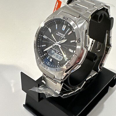 #ad Casio Wave Ceptor Men#x27;s Solar Silver Tone Bracelet 43mm Watch WVA M640D 1ACR $83.97