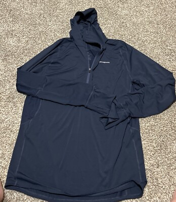 #ad Patagonia Men#x27;s Navy Comfort Natural Spandex Jersey W Mesh Knit Hoodie Large $29.00