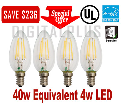 #ad 40W Replacement LED Light Bulb 40W Equivalent C12 E12 4 Watt Candelabra Dimmable $53.91