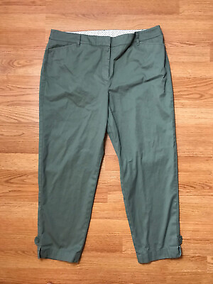 #ad Talbots Perfect Crop Pants Womens 14 Green Cotton Blend Inseam 26quot; Pockets $15.95