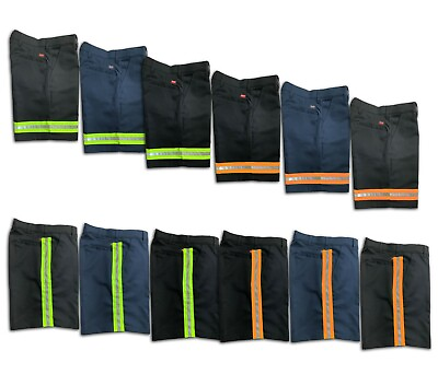 #ad Red Kap Hi Vis Reflective Work Shorts Enhanced Vis Men#x27;s Industrial Uniform $24.98